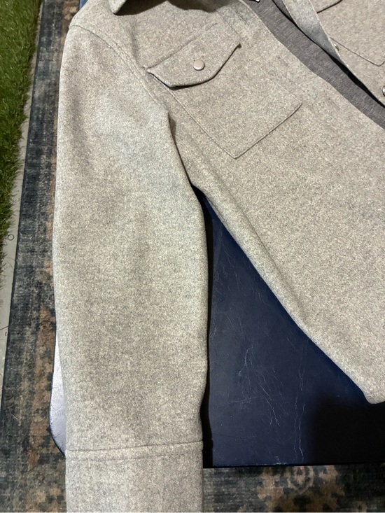 H&M Jackets & Blazers - H&M Light Gray Button-Front Wool Blend Shacket